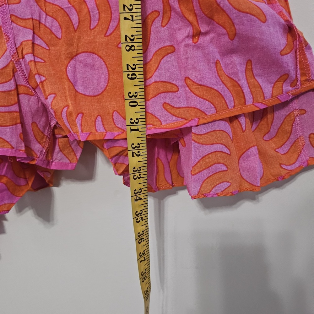J Marie Women's Romper Medium Pink Orange Multicolor Belt Hem Wrap V-Neck 581 - Picture 15 of 16